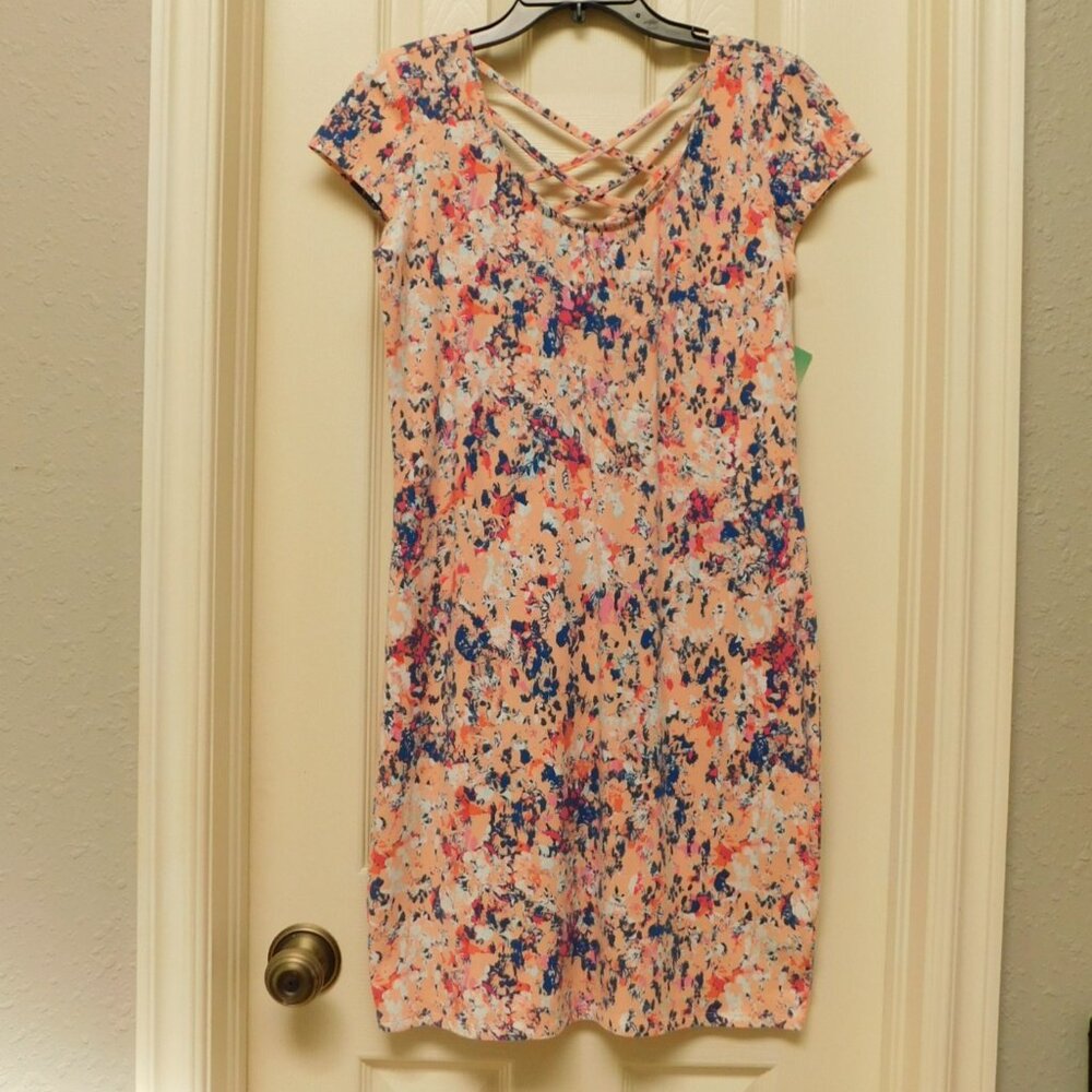 Decree Sheath Dress Criss Cross Back Multicolor Casual Juniors XL